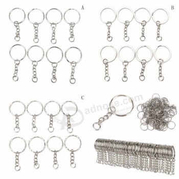 50pcs / 100 pcs / Set Cercle en alliage inoxydable argenté bricolage porte-clés 25mm porte-clés 3 styles bijoux porte-clés porte-clés