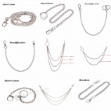 Cartera de metal larga cadena de cinturón rock punk pantalones hipster pant jean llavero anillo de plata clip llavero hiphop joyería 18/38/65 cm