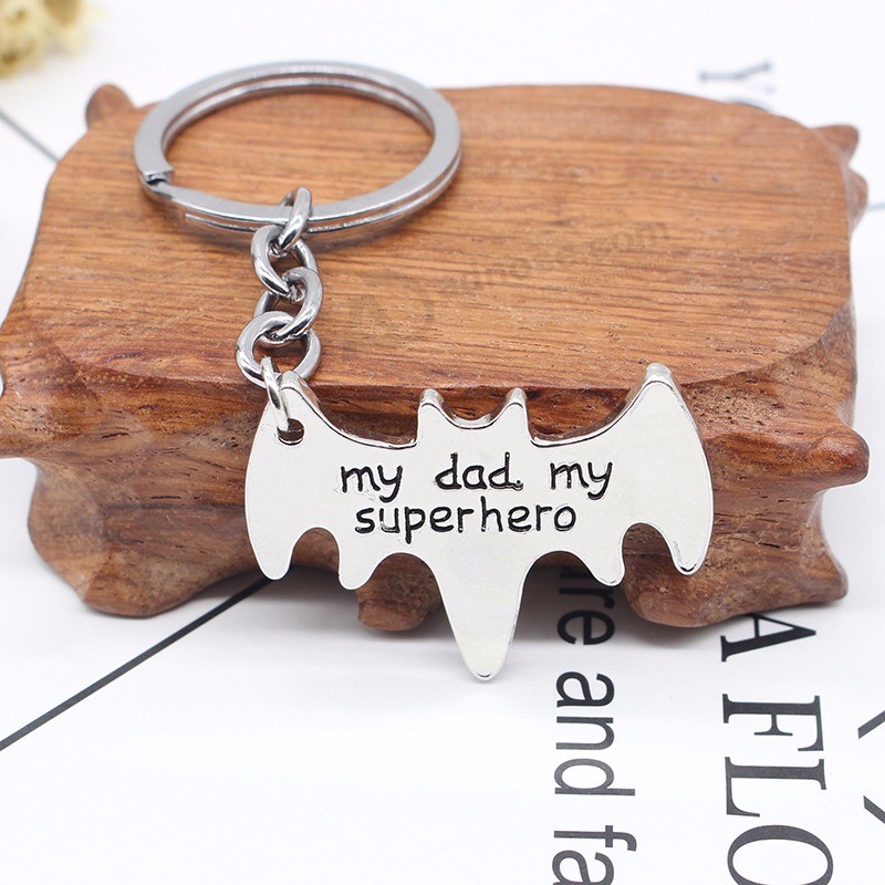 Fashion-My-Dad-My-Superhero-Charm-Pendant-Keychain-Simple-Silver-Bat-Key-Chain-Ring-Father-s (4)