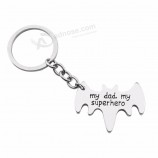 2019 Nueva moda tallada My Dad My superhero charm colgante llavero simple plata Bat Llavero anillo Día del padre regalos de navidad