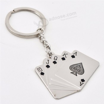 Personality KeyChain Royal Flush Poker Playing Card Keyring Metal Gifts Key chain Charm Jewelry For Women Men Car Accessories