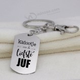Liefste Juf Porte-clés 2019 Top Selleing Dog Tag Pendentif Porte-clés Bijoux pour Enseignant YP6929 Drop Shipping