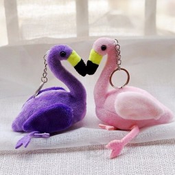 Pompom Cartoon Flamingo Plush Keychain Handbag Car Keyring Key Buckle Key Chains Jewelry Toys For Girls Children Birthday Gift