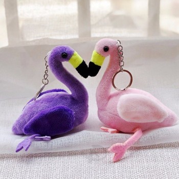 Pompom Cartoon Flamingo Plush Keychain Handbag Car Keyring Key Buckle Key Chains Jewelry Toys For Girls Children Birthday Gift