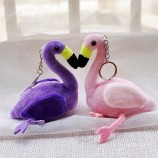Pompon Dessin Animé Flamingo Peluche Porte-clés Sac à main Voiture Porte-clés Boucle Porte-clés Bijoux Jouets Pour Filles Enfants Anniversaire
