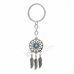 1Pcs Dream Catcher Plume Glands Ton Porte-clés Couleur Argent Porte-clés Porte-clés Cadeau Pour Femmes En Gros