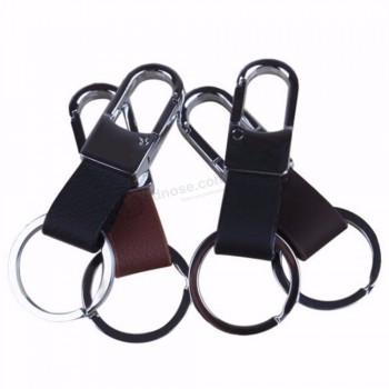 1 stücke Neue braun schwarz farbe männer kunstlederband schlüsselanhänger schlüsselbund schlüsselanhänger ring clip halter