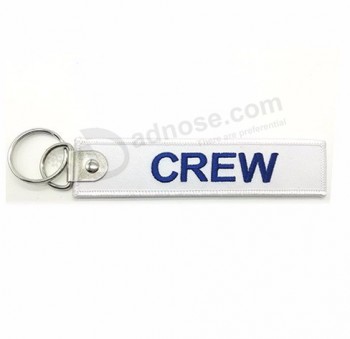 Cheap Fabric Key Tag Promotional  Embroidery Keychain Logo Custom