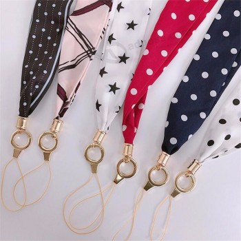 Vente en gros personnalisée de corde suspendue en mousseline de soie pour clés, sangle de cou de téléphone