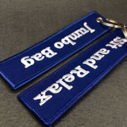 パーソナライズされたコットン刺繍キーホルダー/キーリング