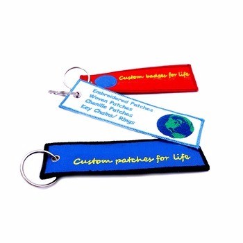 China Factory Polyester Event Custom Logo Embroidery  Key Chain