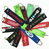 custom twill stoffen borduurwerk sleutelhanger, borduurwerk sleutelhanger tag