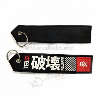 groothandel aangepaste logo borduurwerk gepersonaliseerde sleutelhangers tag / borduurwerk sleutelhanger / borduurwerk Key Tag