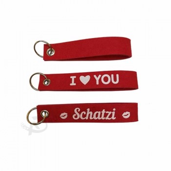 Fashion Promotional Custom Logo Printed Letter Felt personalized keychains tag