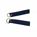 Heet verkoop modeontwerp aangepaste logo borduurwerk gepersonaliseerde sleutelhangers tag