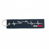 groothandel aangepaste jacquard geweven stof gepersonaliseerde sleutelhangers jet tag met aangepast logo