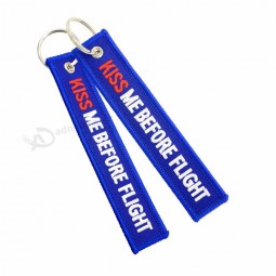 Vente en gros porte-clés double face broderie aviation porte-clés pour motos voitures Porte-clés Étiquette de bagage