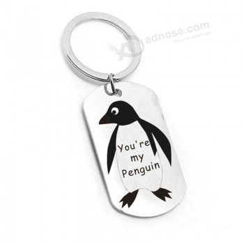 personalizzato Sei il mio pinguino regalo portachiavi timbrato a mano