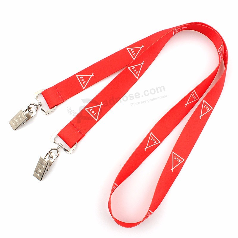 Custom High Quality Printed Logo Neck Lanyard with Double Clip
