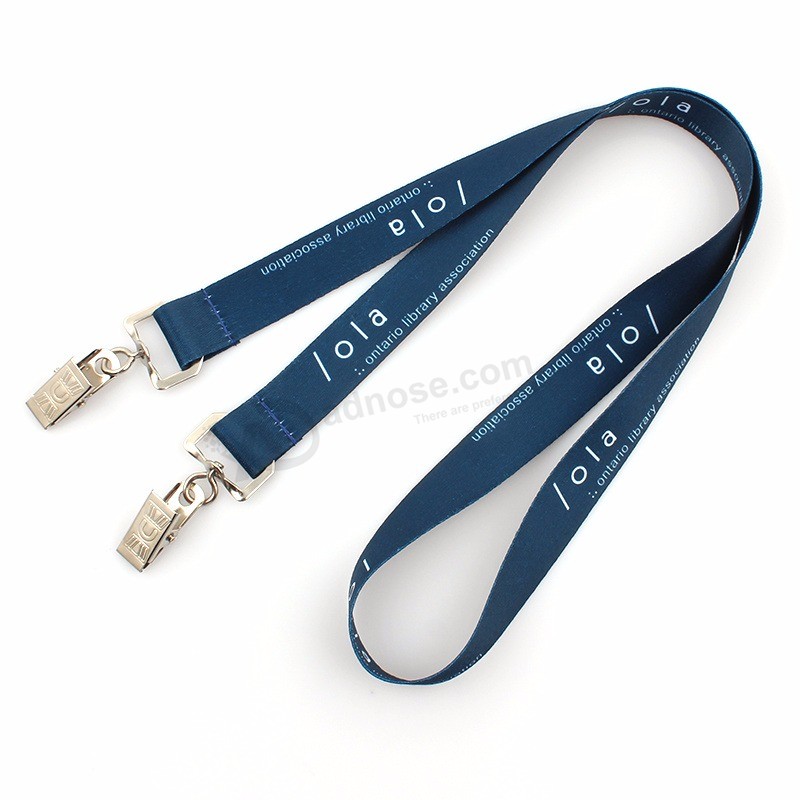 Custom High Quality Printed Logo Neck Lanyard with Double Clip