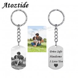 Customized Stainless Steel Heart Keychain with Personalized print photo