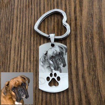 Пользовательские DIY Dog Tag фото брелок из нержавеющей стали с гравировкой брелок для фотографий