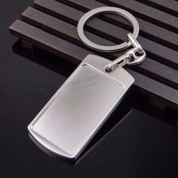 RE 직사각형 태그 금속 열쇠 고리 창조적 인 가방 매력 펜던트 사용자 정의 로고 간단한 열쇠 고리
