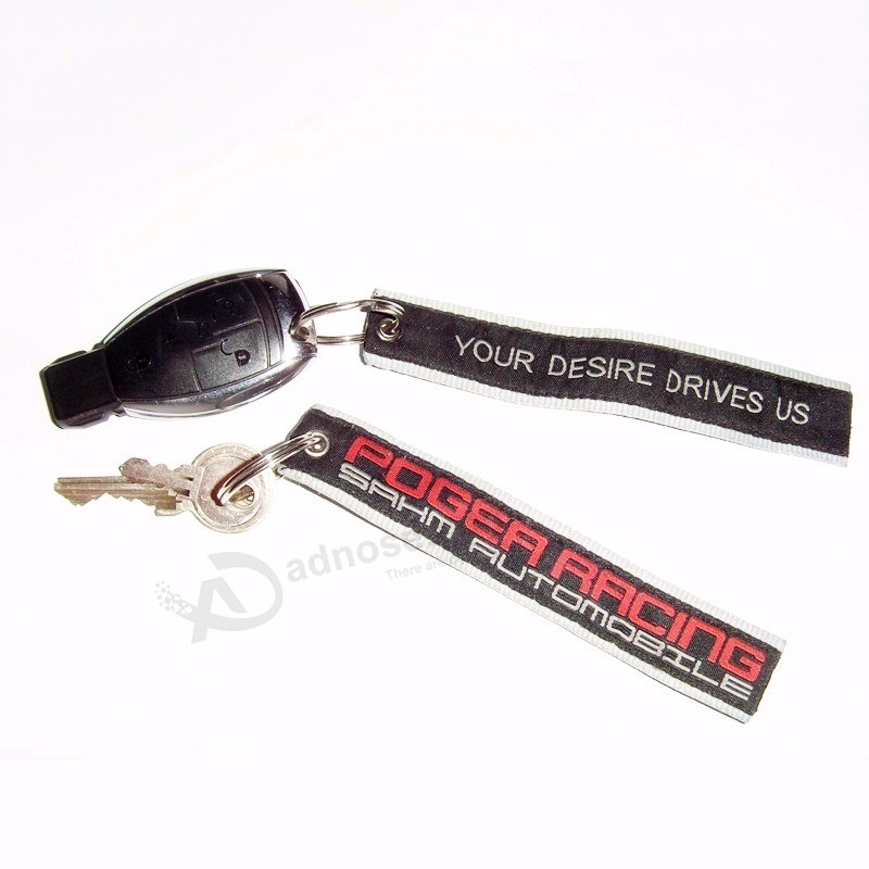 Custom Logo Woven Keychain Embroidery Wholesale Promotional Usage Souvenirs Cotton Wedding Woven Keychain