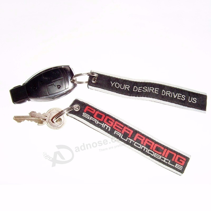 Custom logo Woven keychain Embroidery wholesale Promotional usage Souvenirs cotton Wedding woven Keychain