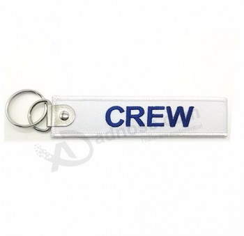 Cheap Fabric Key Tag Promotional  Embroidery Keychain Logo Custom