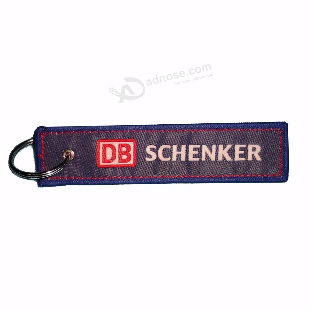 Kundenspezifisches Logo gesponnenes keychain Stickereigroßverkauf Fördernde Verwendung Andenkenbaumwollhochzeit gesponnenes keychain