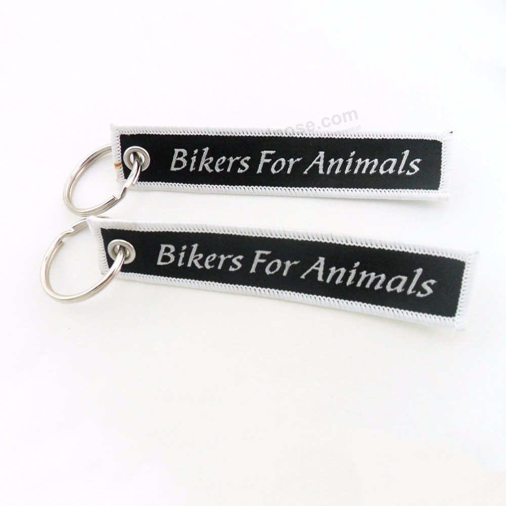Custom Logo Woven Keychain Embroidery Wholesale Promotional Usage Souvenirs Cotton Wedding Woven Keychain