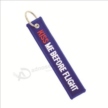 Porte-clés personnalisés double brodé de valise de vol de haute qualité