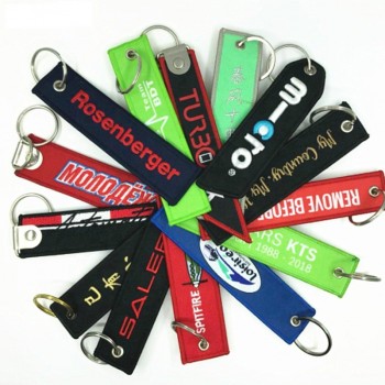 custom twill stoffen borduurwerk gepersonaliseerde sleutelhangers, borduurwerk sleutelhanger tag