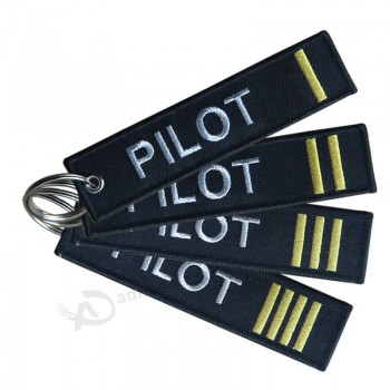 カスタム航空パイロット刺繍タグキーチェーン飛行機パイロットキータグカスタム刺繍パーソナライズキーチェーン