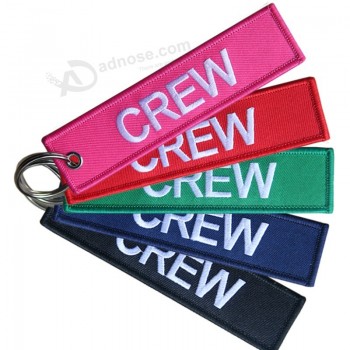 tripulação de bordado de tecido personalizado chaveiro tripulação de vôo motocicleta bordado chaveiros personalizados