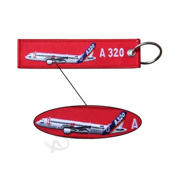 Custom Logo personalized keychains Embroidery patch A320 Airbus Embroidery Keychain Custom