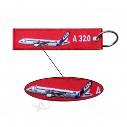 Logo personnalisé porte-clés personnalisés Patch de broderie A320 Porte-clés de broderie Airbus Personnalisé