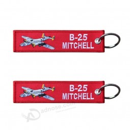 Porte-clés de broderie de logo personnalisé B-25 Porte-clés d’avion en tissu Porte-clés personnalisés de broderie d’avion