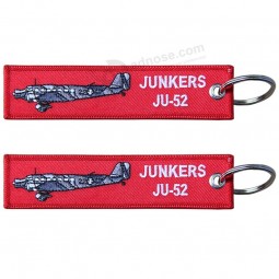 Porte-clés de broderie de taille personnalisée Porte-clés promotionnels Junkers Ju-52 Plane Tissu Broderie porte-clés personnalisés