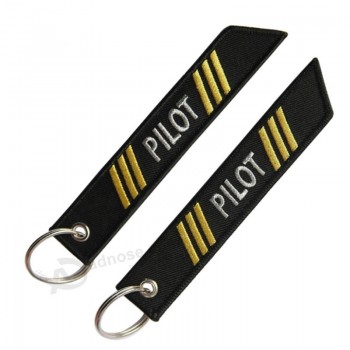 personalización llaveros de vuelo de calidad superior etiquetas en blanco diseño de bordado personalizado su propia etiqueta clave