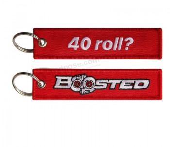 Vente en gros de haute qualité brodé porte-clés tissu personnalisé porte-clés personnalisé logo personnalisé porte-clés brodé