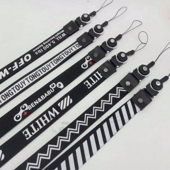 Print black lanyard no minimum order factory direct