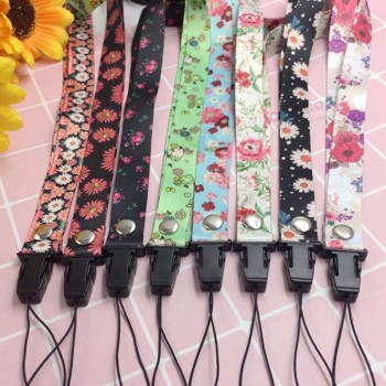 cartoon bloemen tags riem nek lanyards voor sleutels ID-kaart pass Gym mobiele telefoon badge houder DIY hang touw lanyards