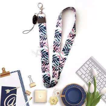 Sangle de téléphone portable dessin animé chat mignon longe en bambou sangle de cou pour clés carte d’identité S pour Huawei USB porte-badge bricolage accrocher corde
