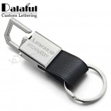 Porte-clés de lettrage personnalisé Porte-clés en cuir Acier inoxydable Graver le nom Logo personnalisé Porte-clés personnalisé
