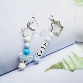 Faire Silicone Personnaliser Nom Porte-clés Perles En Silicone Porte-clés
