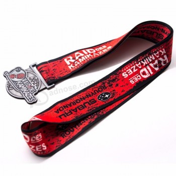 Ruban de satin imprimé par transfert thermique rouge avec médaille
