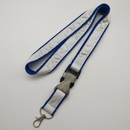 Metal Release Buckle Woven Lanyard with Ribbon Printed