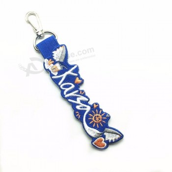Nice Quality Soft Polyester Twill Double Logo Design Custom Woven cool keychains tag